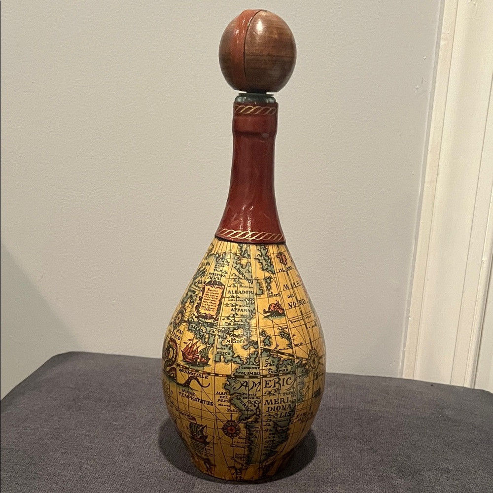Vintage Globe Decanter with Wooden Stopper